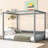 Full Size Canopy Frame Rubber Wood Floor Bed With Fence,Guardrails