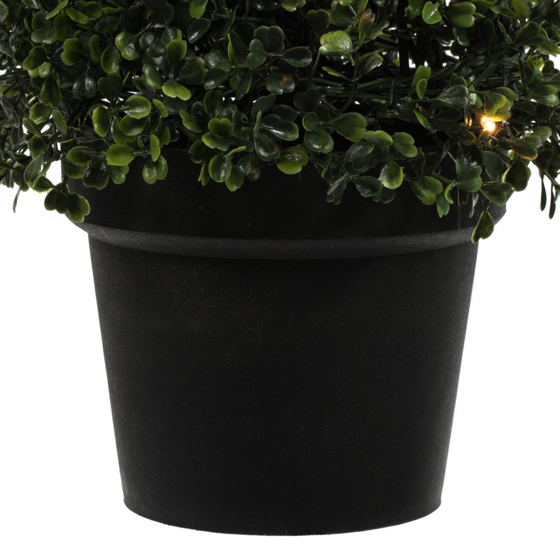 Cône de buis artificiel en pot UV, H 36 po x l 15 po x P 15 po