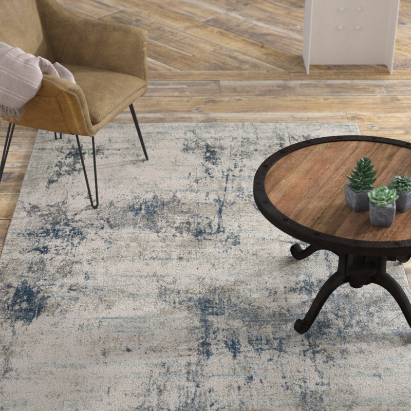 Jeffrey Viscose Abstract Indoor Rug, Rectangle 3'7" x 5'7"
