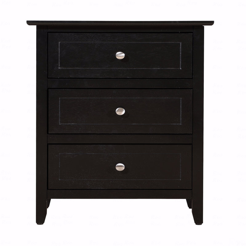 Versatile Transitional Nightstand With Three Drawers, Black