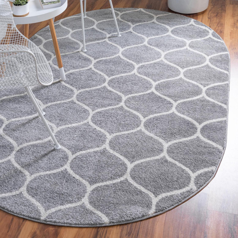 Tapis gris clair Lllan, Ovale 7 pi 10 po x 10 pi