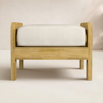 Sage Outdoor Teak Ottoman with Cushion