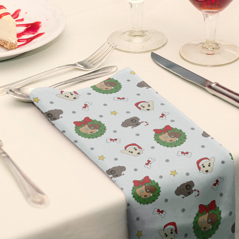 No Pattern Square Napkin, 22" x 22", White/Green/Red, Polyester