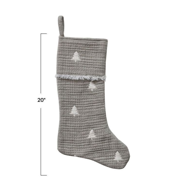 Bas de Noël en coton brodé Sage