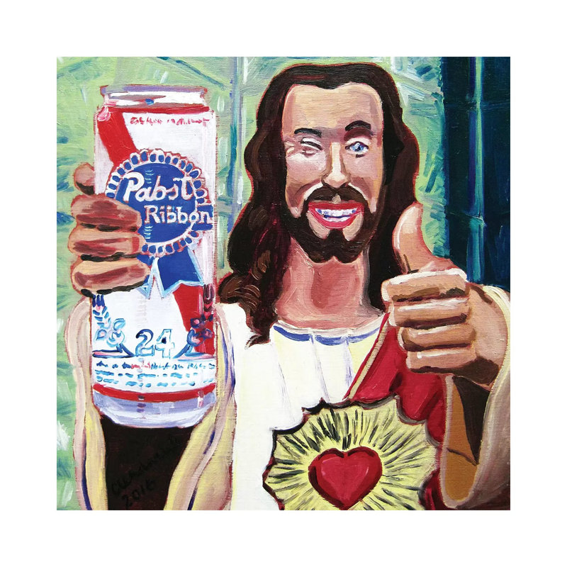Buddy Christ by Scott Clendaniel - Wrapped Canvas Painting, 30.48 cm H x 30.48 cm W