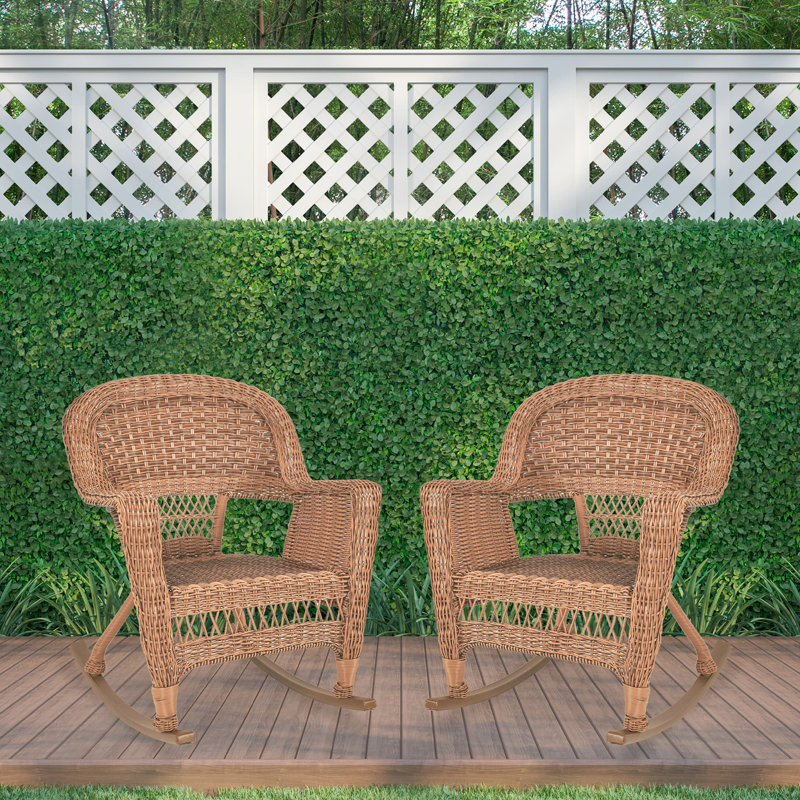 Chaise berçante en osier Raenesha, Miel, Pas de coussin