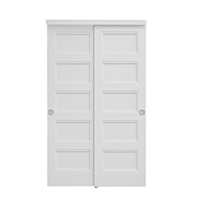 48" x 80" Height 5 Panel Classic Style Interior Sliding Closet Door Solid Core Hardware kit Handles Including