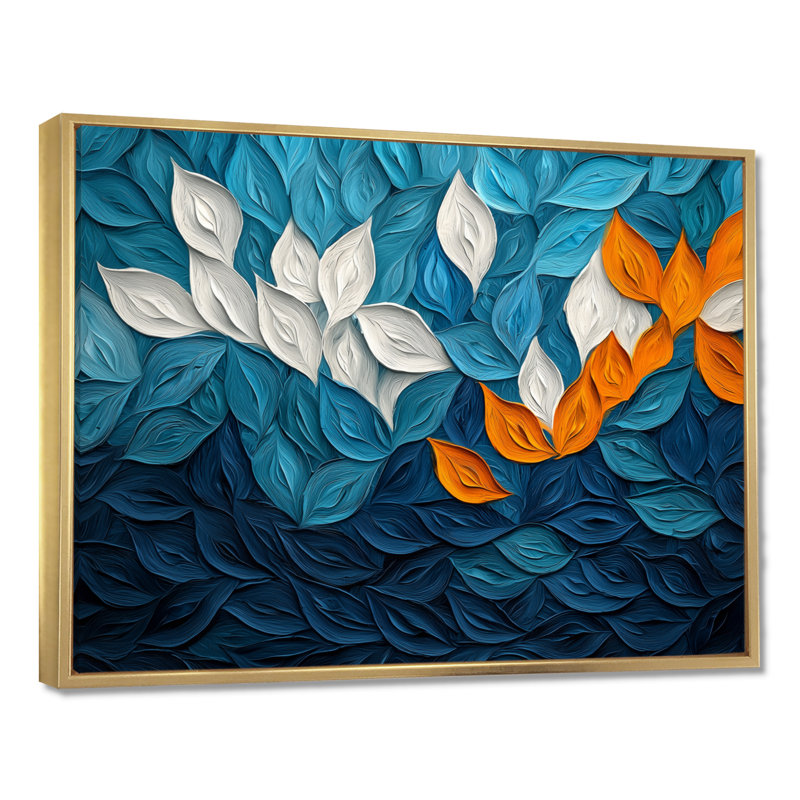 Olaitan - Floral Large Wall Art, H 30 po x l 40 po, Cadre flottant, Doré