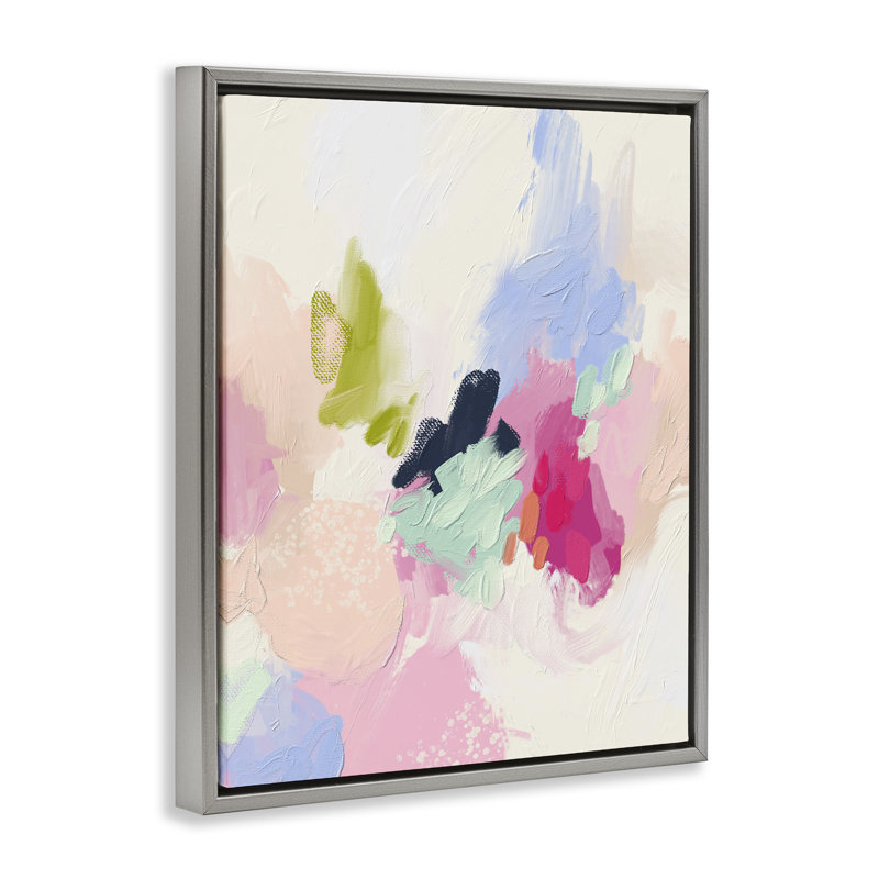 "Pastel Abstract Paint Strokes", art mural par Lisa Nohren, Cadre flottant gris lustré, H 31 po x l 25 po