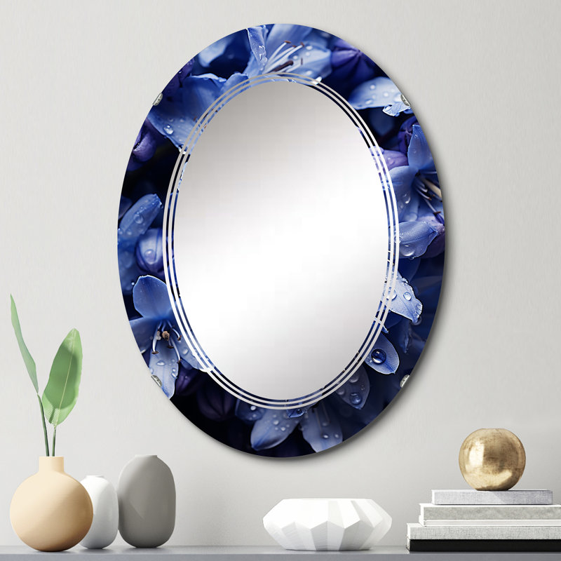 Hirondelle - Miroir mural floral ovale, 30 po x 20 po