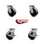 5 Inch Glass Filled Nylon Swivel Caster Set with Roller Bearings 2 Brakes SCC|SCC-30CS520-GFNR-2-TLB-2