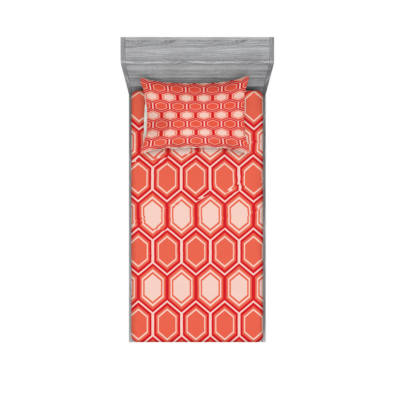 Microfiber Geometric Sheet Set, Twin XL Sheet Set with 1 Pillowcase