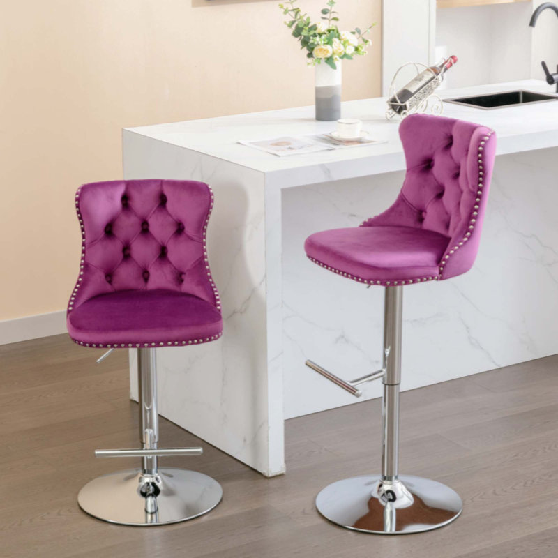 Tabouret de bar rotatif Jillayne, Argent, Mauve clair
