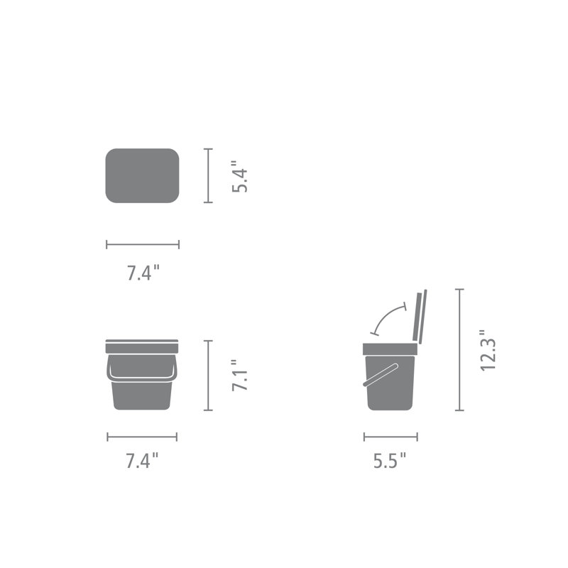 Composteur de cuisine Sort & Go de Brabantia, plastique 0,8 gallon (3 litres), Gris clair