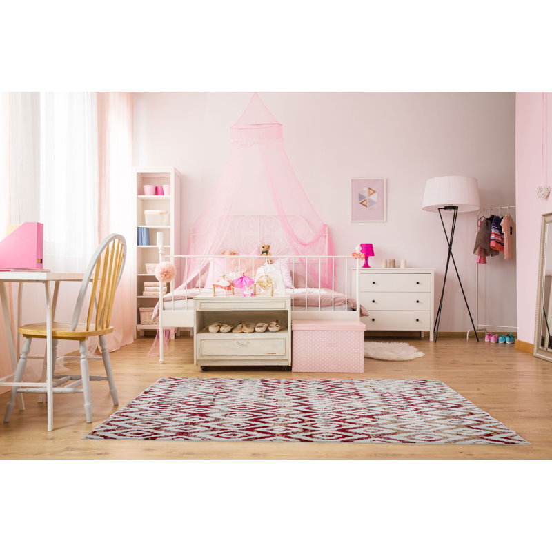 Tapis géométrique blanc / brun Doop, 3 pi 9 po x 5 pi 5 po