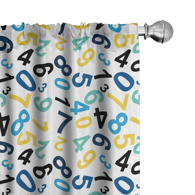 Numbers Semi-Sheer Rod Pocket Curtain Panels, 28" x 95"
