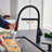 Empressa High Arc Pull-Down Dual-Spray Kitchen Faucet - Matte Black-1923319172