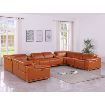 Canapé modulaire en cuir italien 4 pièces Leslye