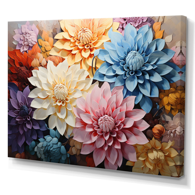 «Mums Autumn Hues Patchwork», reproduction d'art sur toile, H 12 po x l 20 po x P 1 po, Toile tendue