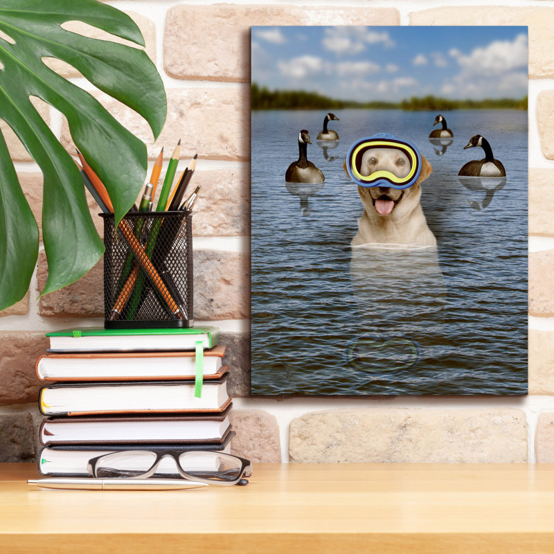  «Lab And Geese» par John Hovenstine, art mural sur toile, 12 po x 16 po, H 16 po x l 12 po