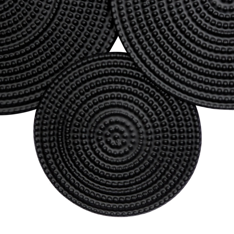Metal Layered Disk Plate Home Wall Decor with Textured Circles, Black 