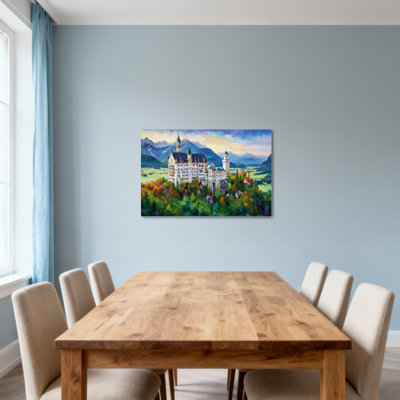 Paysage et nature, paysage de montagne, château, arbres d'automne, ciel