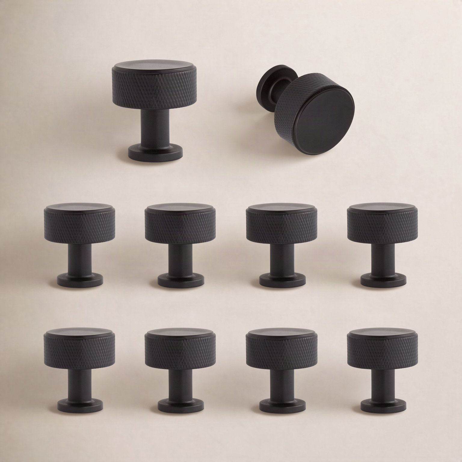 Kent Round Cabinet Knob, Matte Black, 1.125"