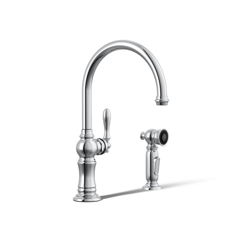 Artifacts Bar Faucet with Swing Spout and BerrySoft, MasterClean, and ProMotion, Polished Chrome