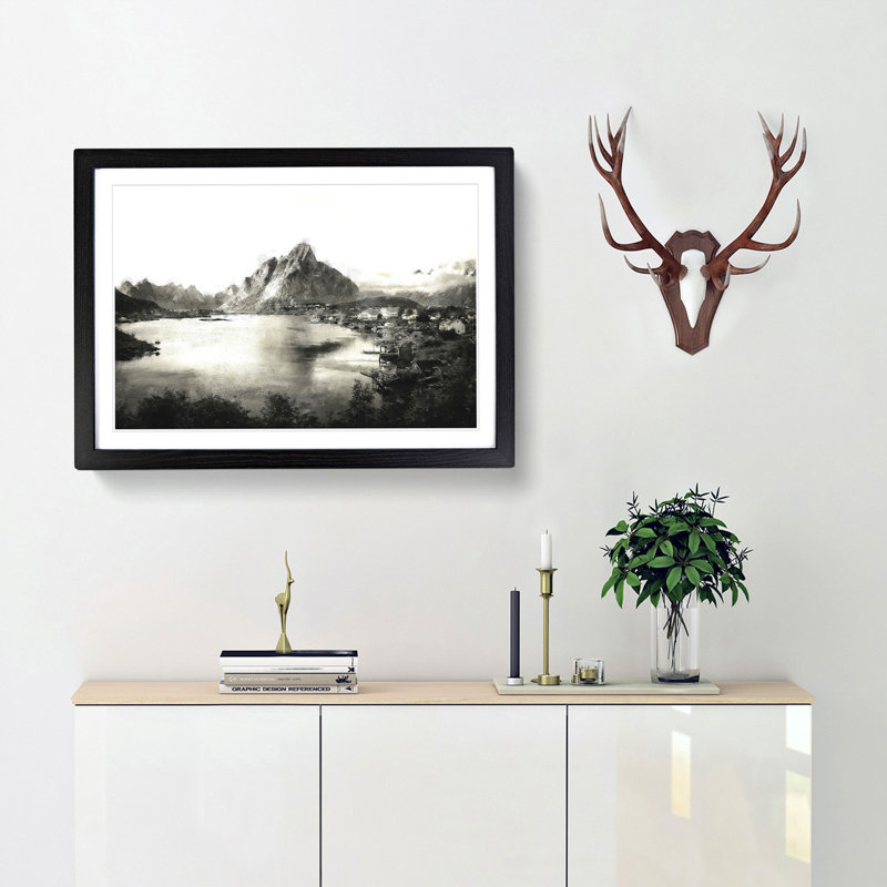 Reine Norway - Framed Print, 33cm H x 45cm W x 2cm D, Black Framed