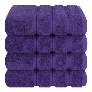 American Soft Linen Salem 6 Piece Bath Towel Set, 100% Turkish Combed Cotton, Purple