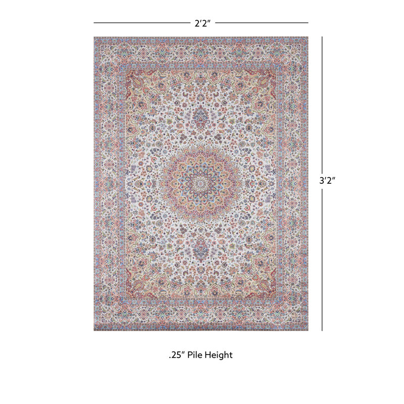 Tapis ivoire et doré tissé à plat à la machine avec envers antidérapant Emanuel , Rectangle 2 pi 2 po x 3 pi 2 po