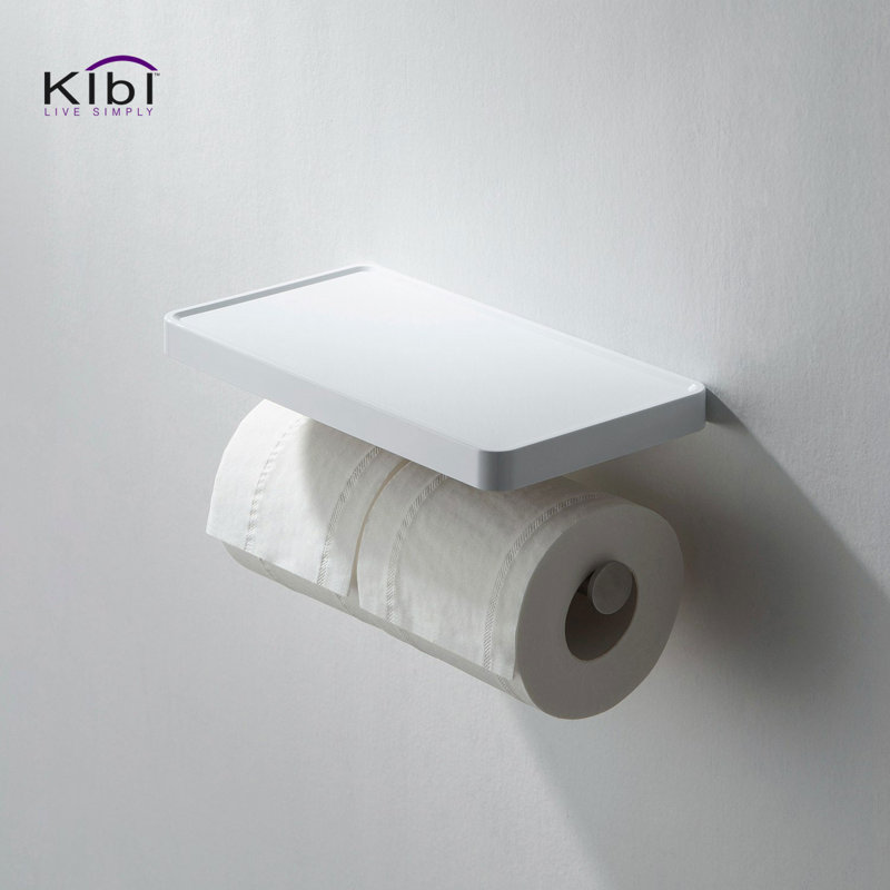 Porte-papier hygiénique mural double Deco avec tablette, Nickel brossé