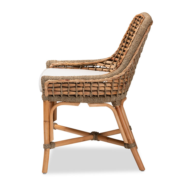 A & B Home Transitional Magy Natural Side Chair with Woven Rattan 48391