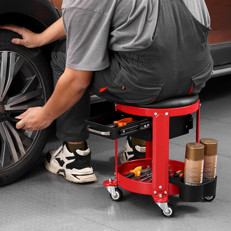 Siège de garage roulant avec tabouret roulant 300 lb avec roues et rangement