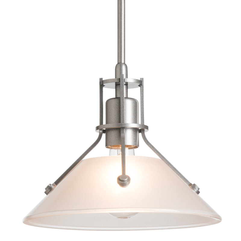 Henry 1 - Light Single Cone Pendant, Frosted Glass, Vintage Platinum