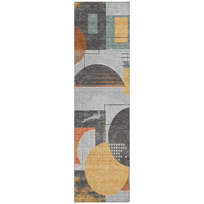 Daeon Gray Washable Indoor-Outdoor Rug - LOOMLAN