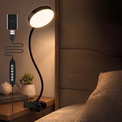 72-LED Clip-On Desk Lamp with 10 RGB Colors, 10 Brightness Levels, 500-Lumen Output and USB Adapter for Bedside Reading or Home Office