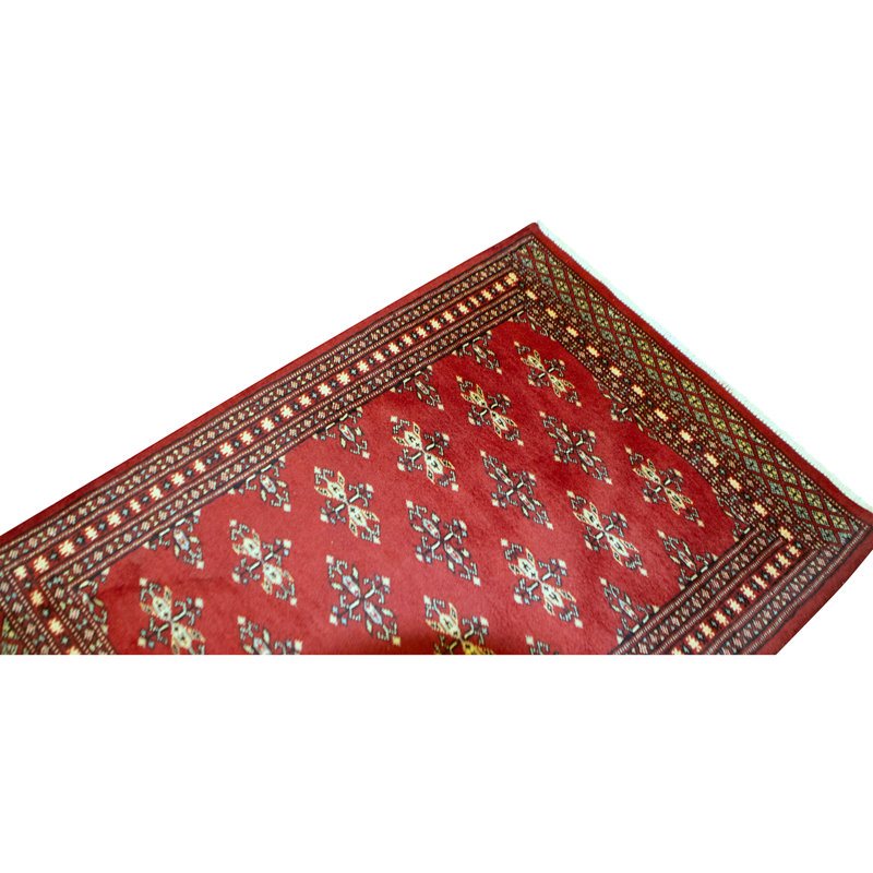 Hand Knotted Wool Area Rug in Red