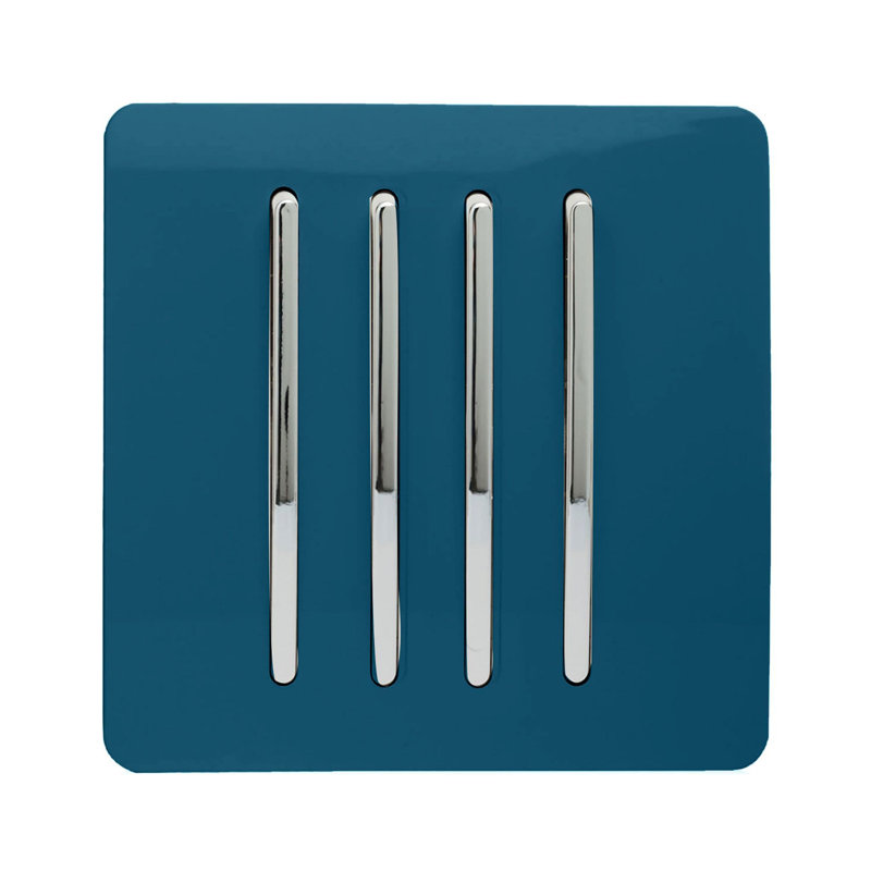 Trendi Switch 4 Gang 1 or 2 way Rocket Light Switch, Midnight Blue