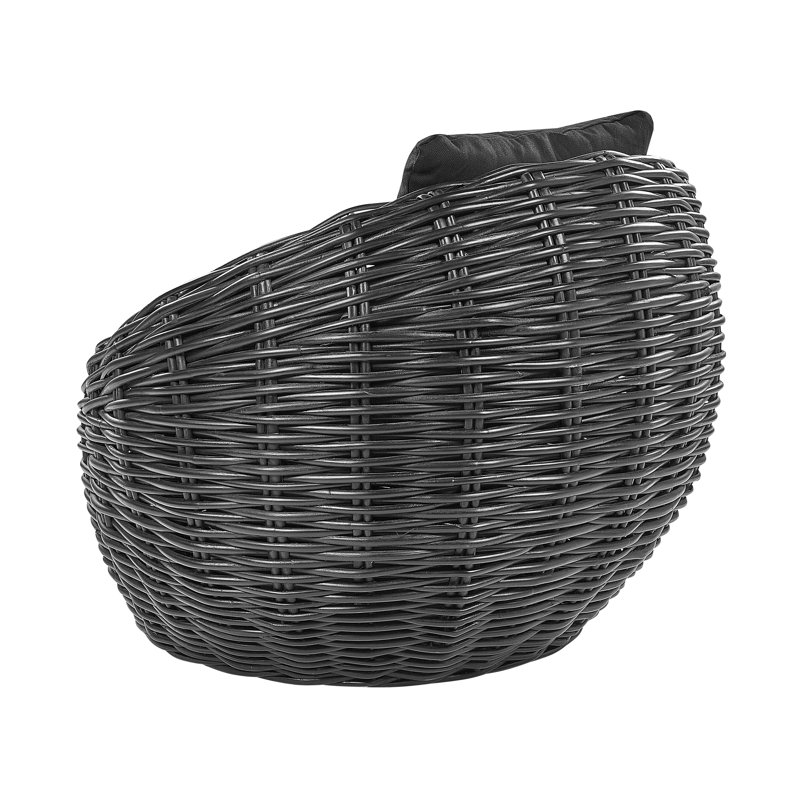 Craman Wicker Outdoor Lounge Chair, Black, Black