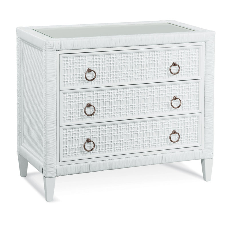 Naples 3 Drawer 36" W Dresser, Frost White, Yes, Satin Nickel