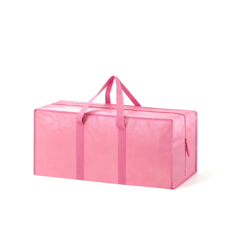 Extra Heavy Duty Large Moving Bags With Strong Zipper And Comfortable Handles, Sturdy Clothes Storage Totes For College Supplies, 6 Pack (Pink)