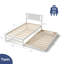 Canapé-lit en bois de pin blanc cassé avec lumières DEL, station de charge USB Type-C, canapé-lit en bois extensible-129908343