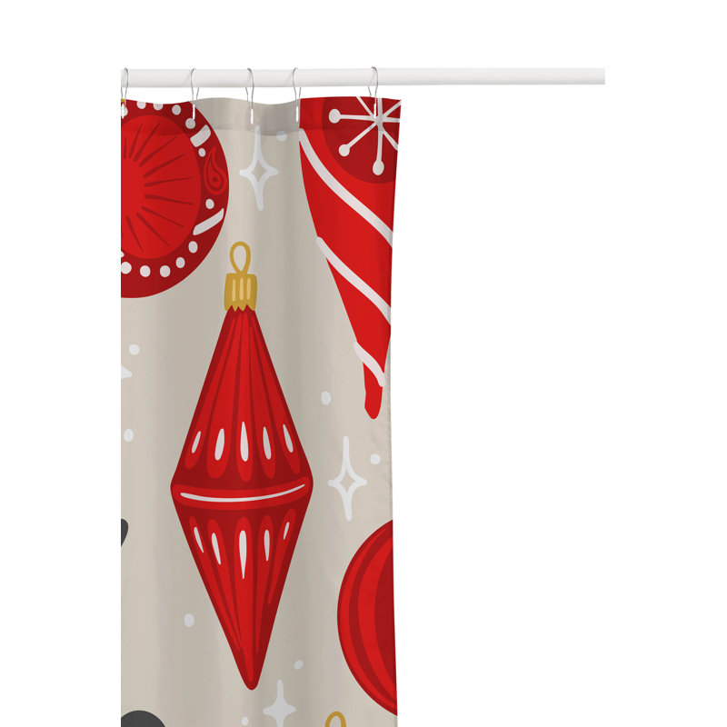 Rideau de douche ultramince Ornaments Merry Christmas, Ivoire ivoire