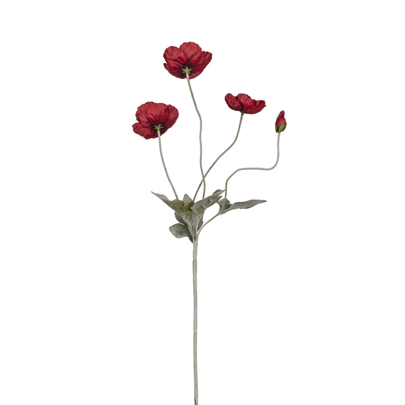 Faux Poppy Spray   Set of 12   4" x 2" x 24"   Red