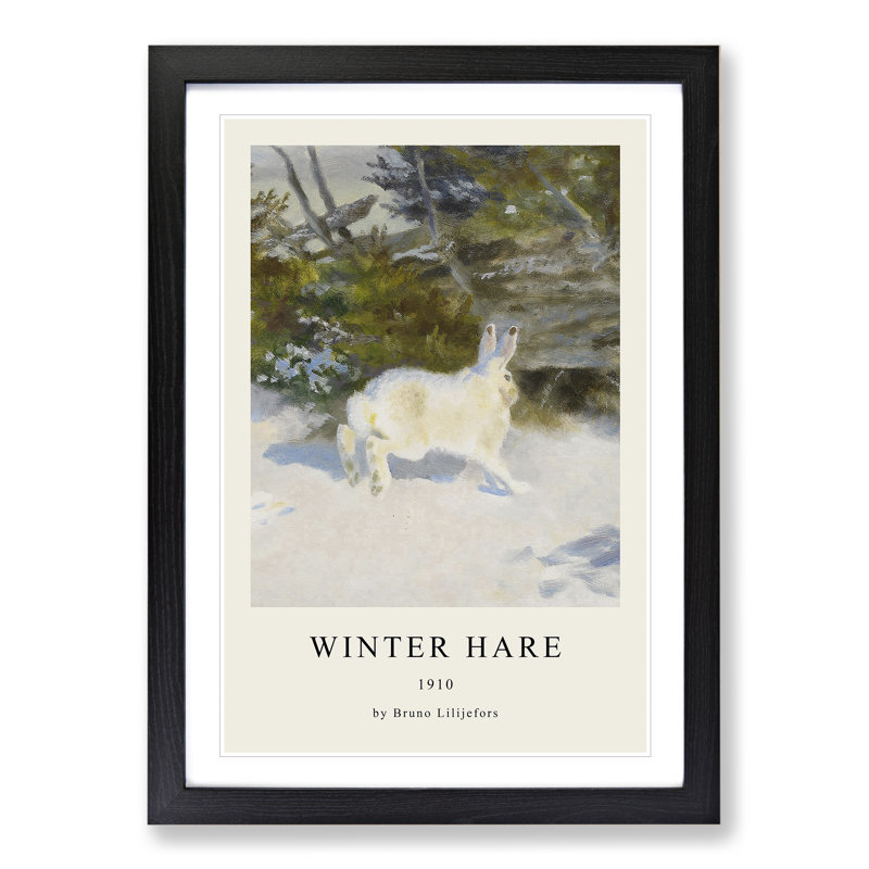 White Hare Vol.3 by Bruno Liljefors - Picture Frame Art Prints, 65cm H x 48cm W x 2cm D, Black Framed