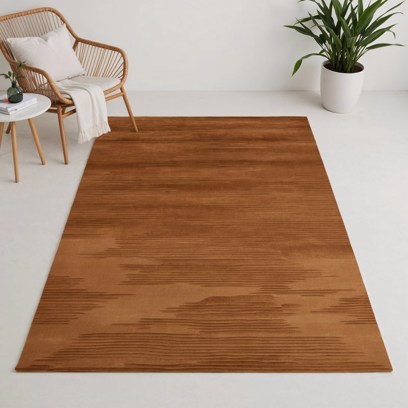 Tapis brun abstrait intérieur et extérieur, Rectangle 9 pi x 12 pi