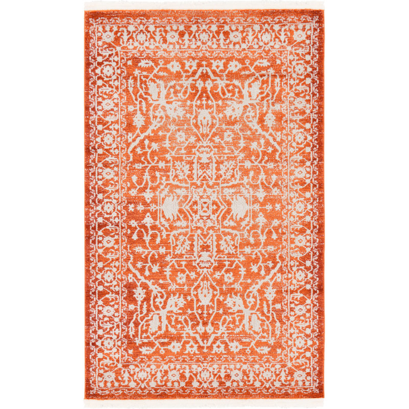 Folkeste Oriental Area Rug, Rectangle 3'3" x 5'3", Orange