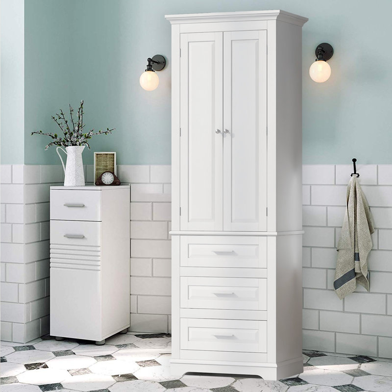 Neomy 70" Tall Bathroom Storage Cabinet, Freestanding Linen Cabinet with 3 Drawers for Bathroom and Office,Modern Style