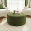 Repose-pieds rond moderne, velours côtelé vert olive | Vert olive | Contreplaqué-126113298